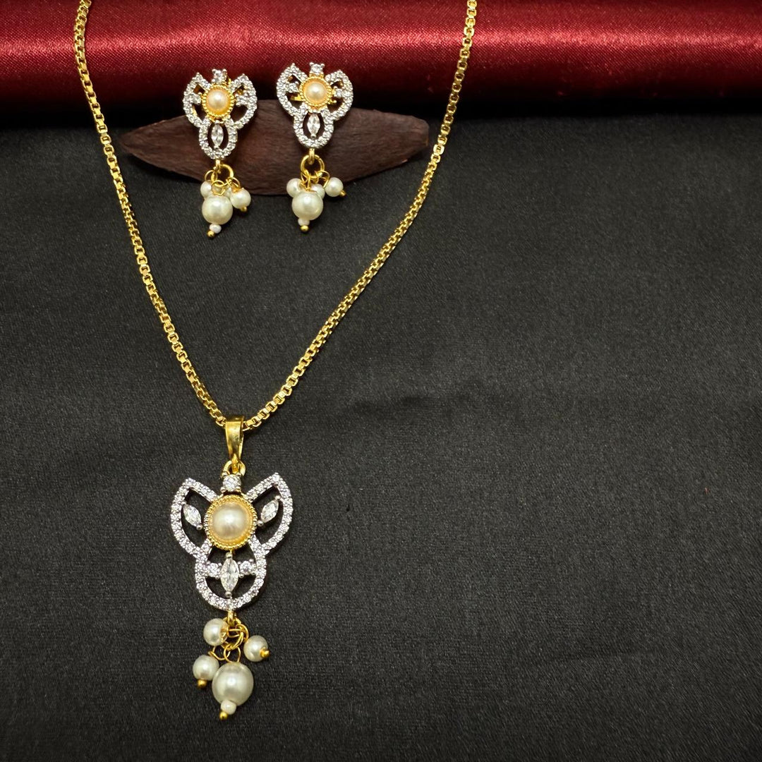 Zircon Gold Plated Pendant Set