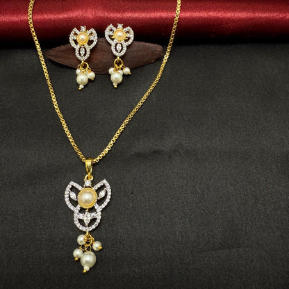 Zircon Gold Plated Pendant Set
