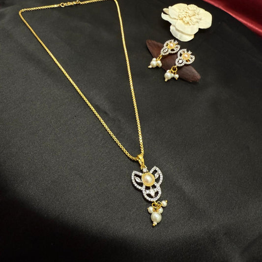 Zircon Gold Plated Pendant Set