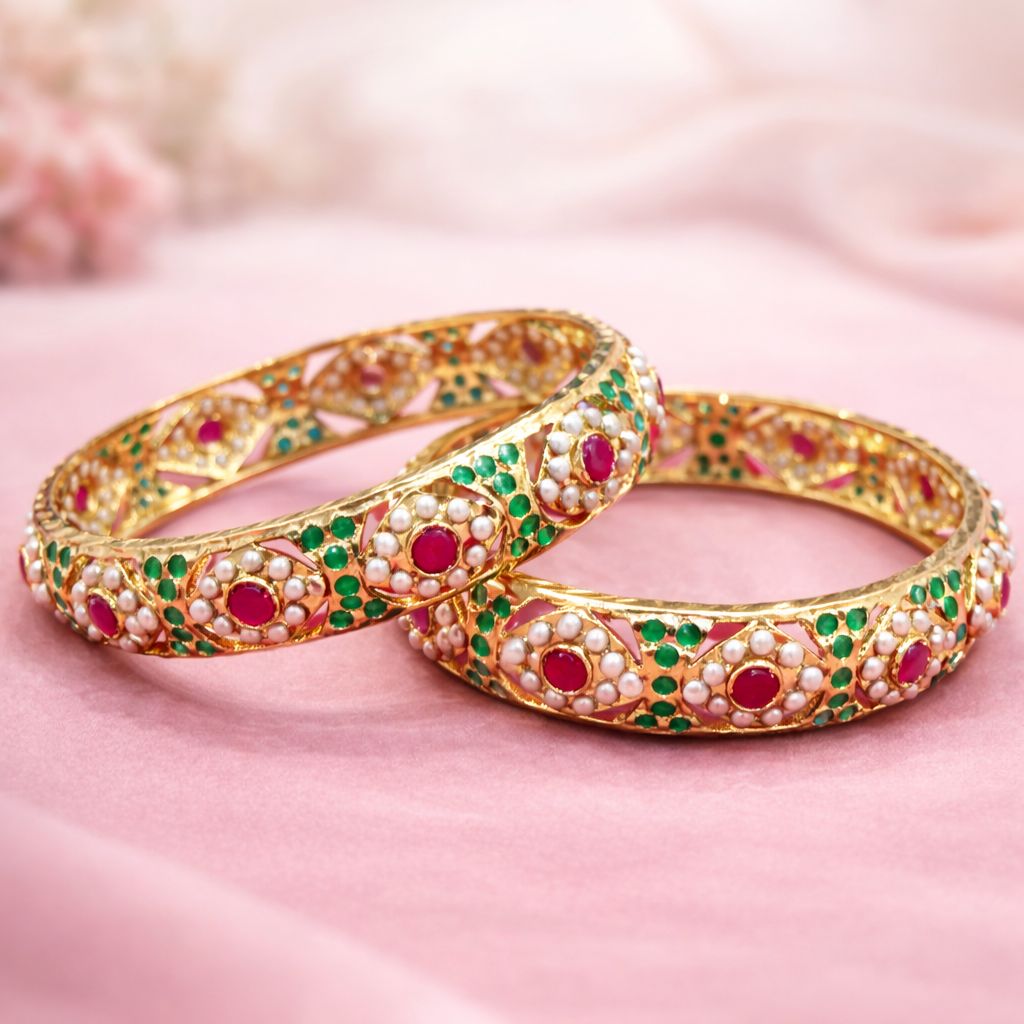 Pearl Studded Traditional Indian Bangles