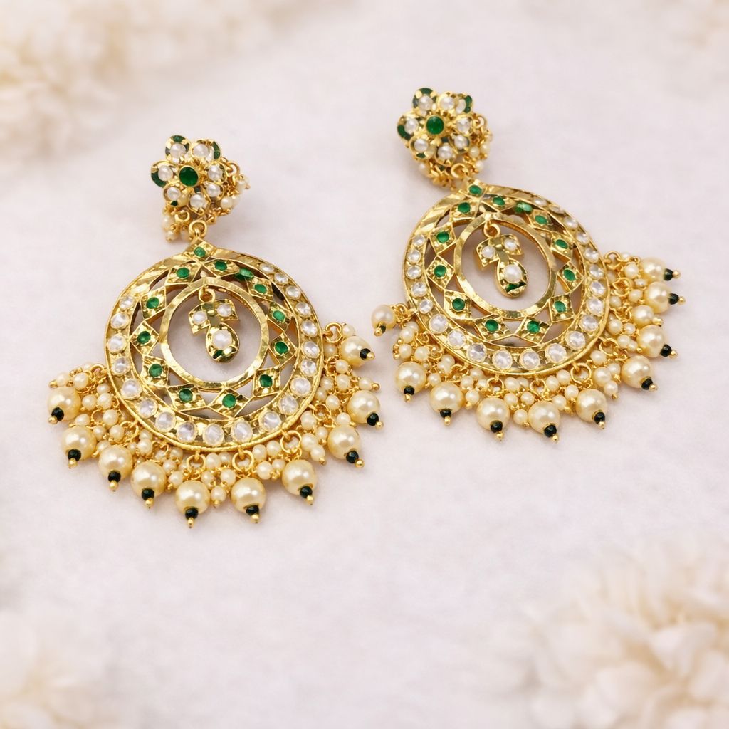 Jadau Exquisite Chandbali Pearl Earrings