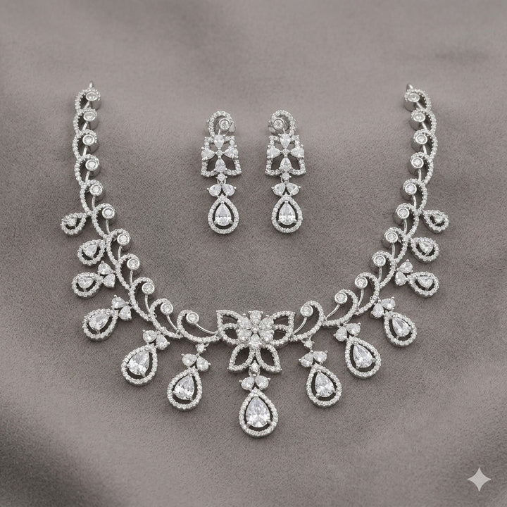 Sparkle luxury White American Diamond Necklace Set