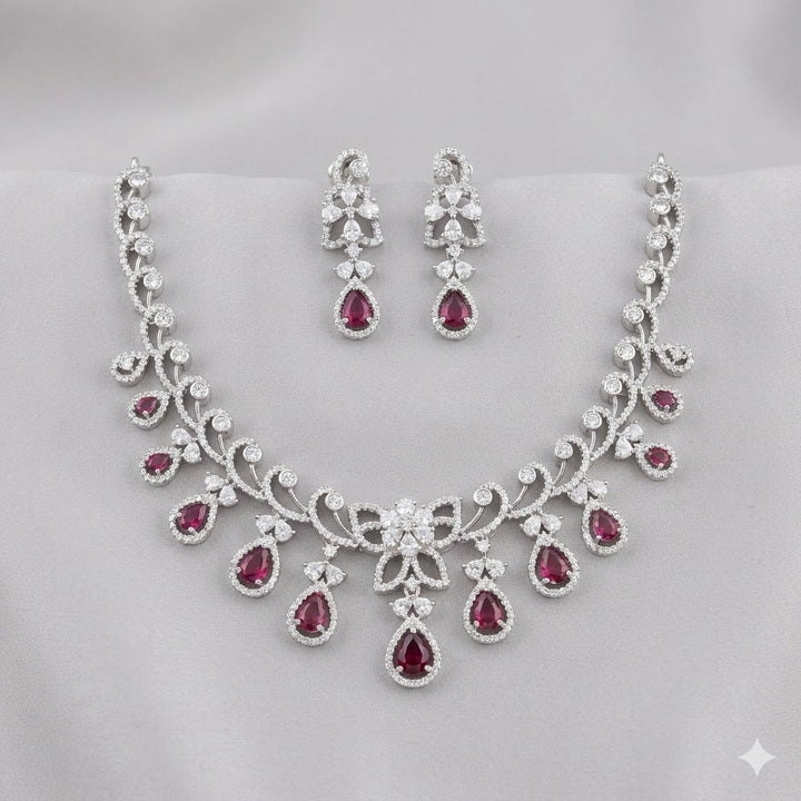 Sparkle luxury White American Diamond Necklace Set