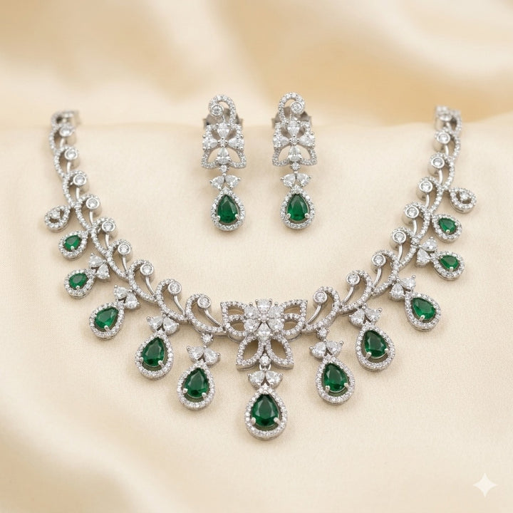 Sparkle luxury White American Diamond Necklace Set