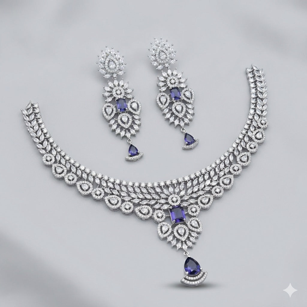 Teardrop Silver-Plated Bridal Necklace Set