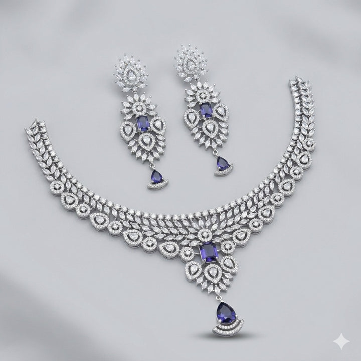 Teardrop Silver-Plated Bridal Necklace Set