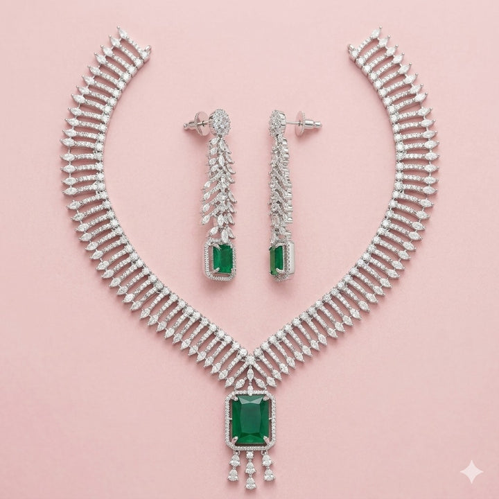 Silver Plated American Diamond Elegance Jewellery Set