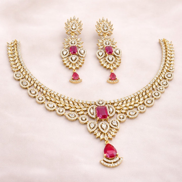 Teardrop Gold-Plated Bridal Necklace Set