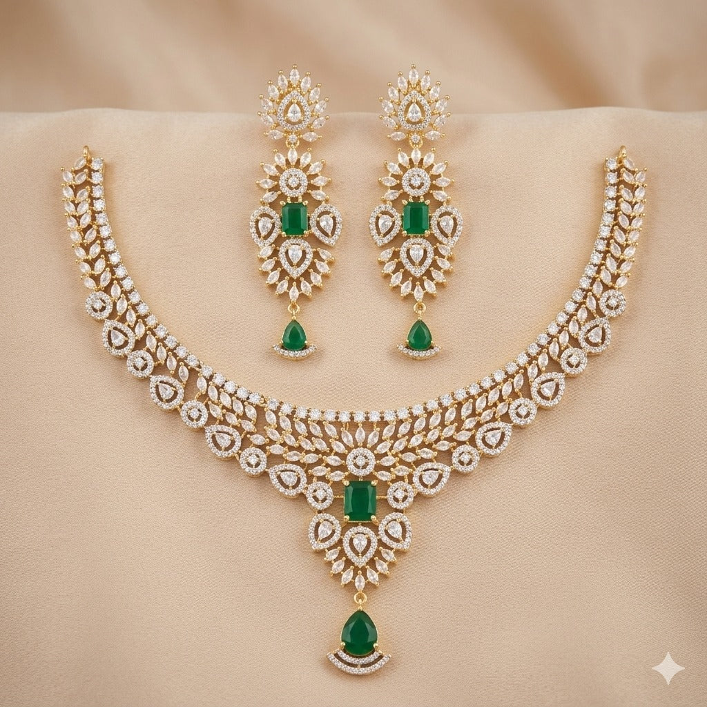 Teardrop Gold-Plated Bridal Necklace Set