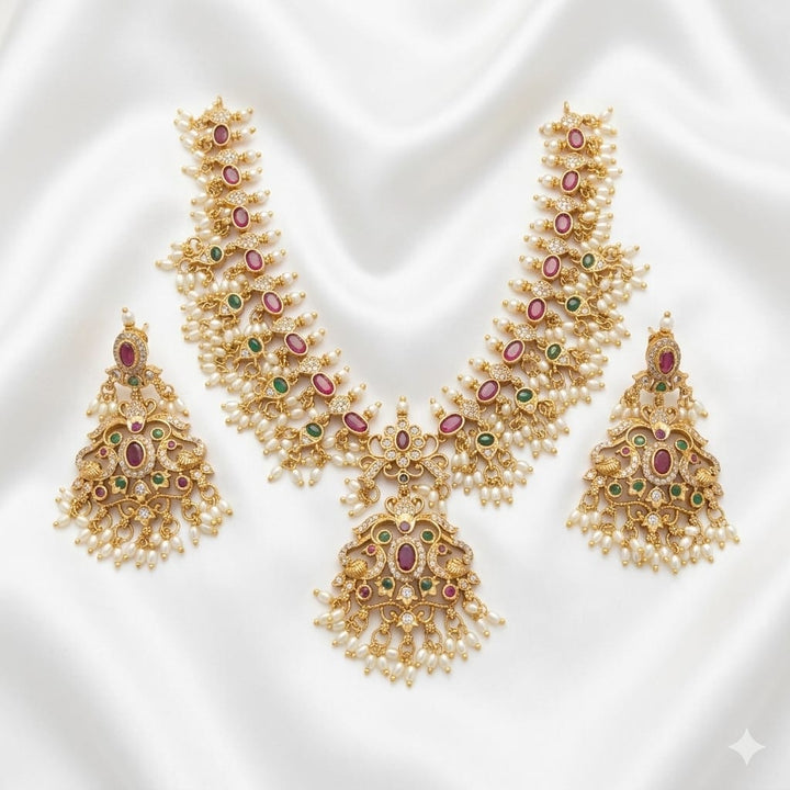Antique Peacock Design Necklace Set