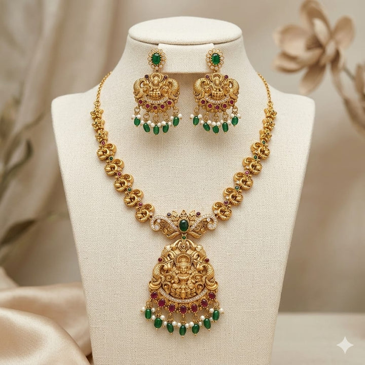 Antique Gold Lakshmi Necklace Set