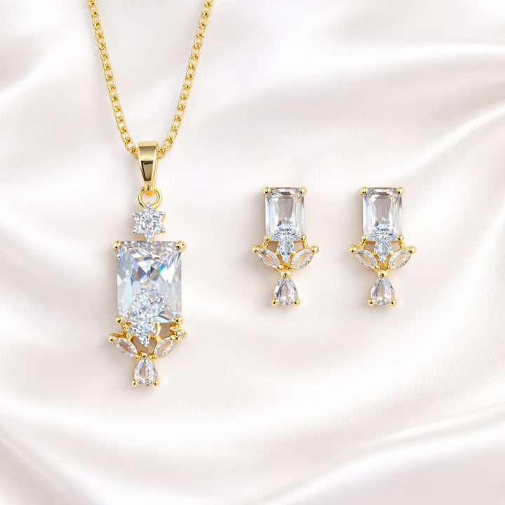Elegant Zircon Chain Pendant Set