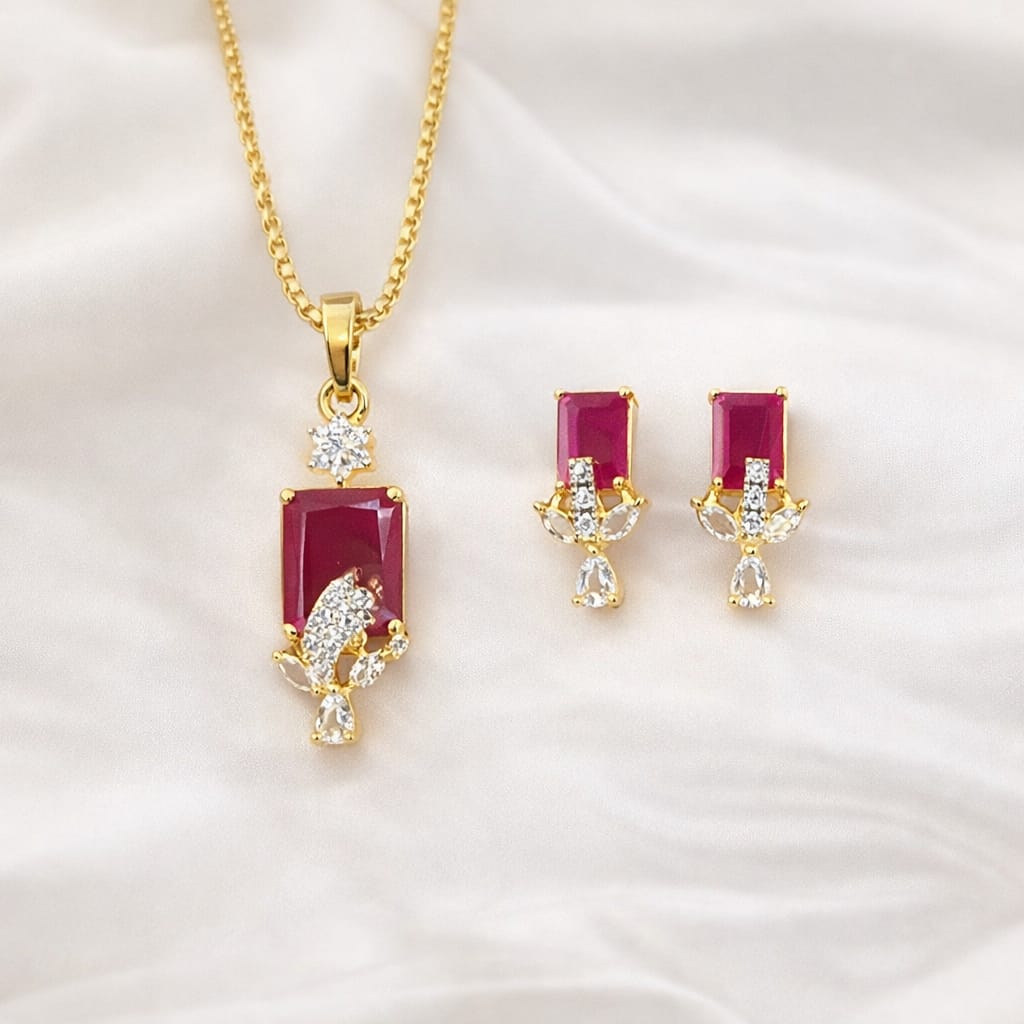 Elegant Zircon Chain Pendant Set