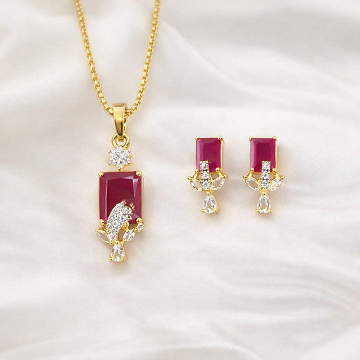 Elegant Zircon Chain Pendant Set