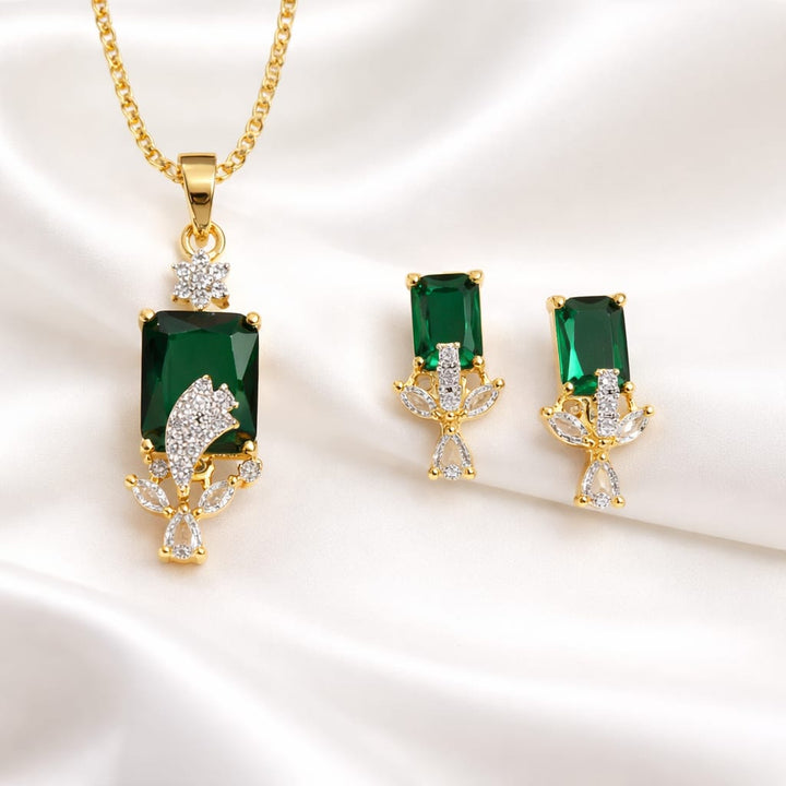 Elegant Zircon Chain Pendant Set