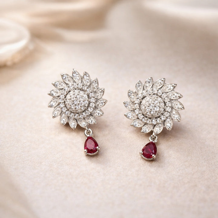 Sunflower Design Stud Earrings