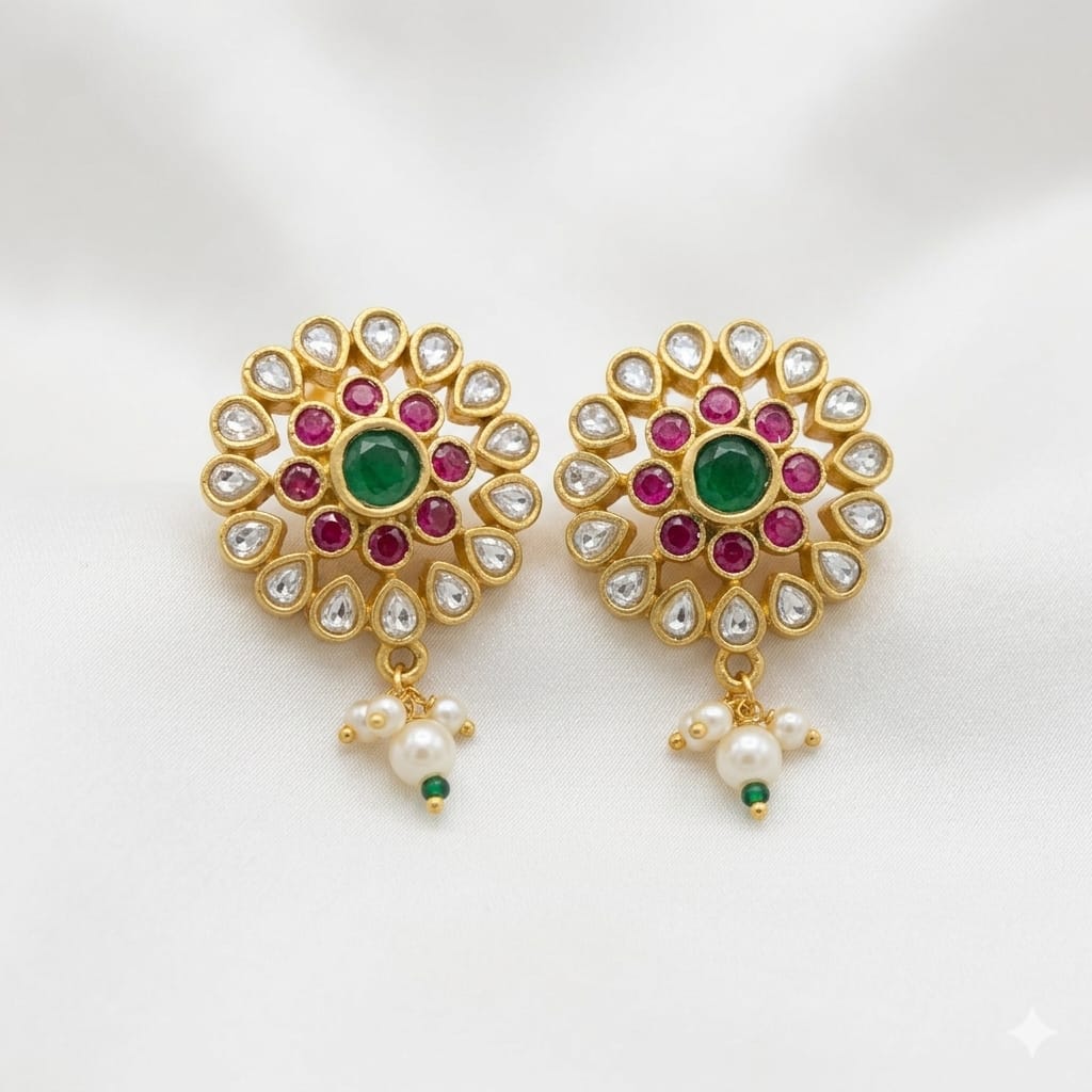 Kundan Polki Stud Earrings