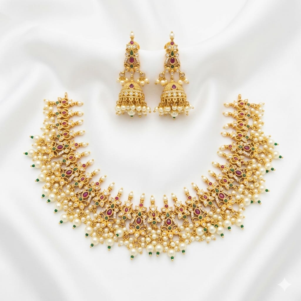 Designer Necklace Set with Jhumka
