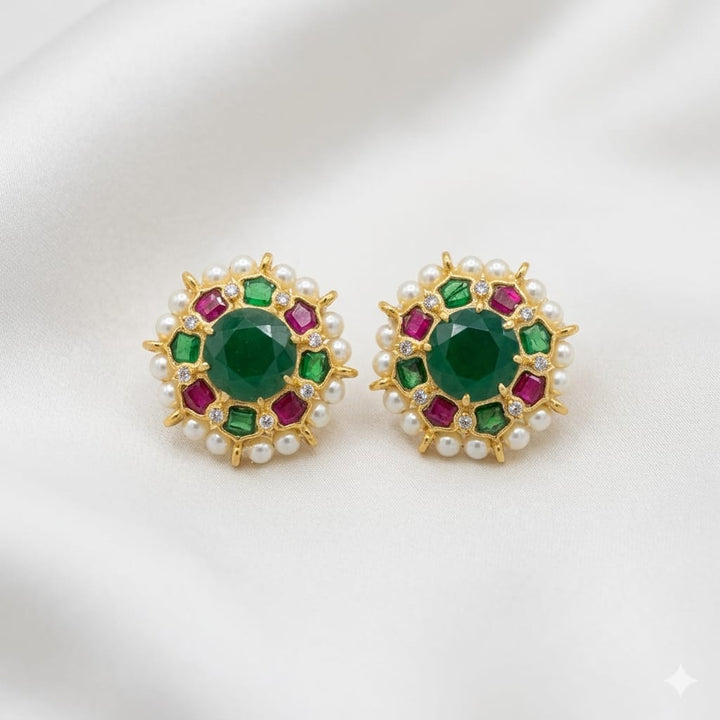 Flower Design Kundan Studs