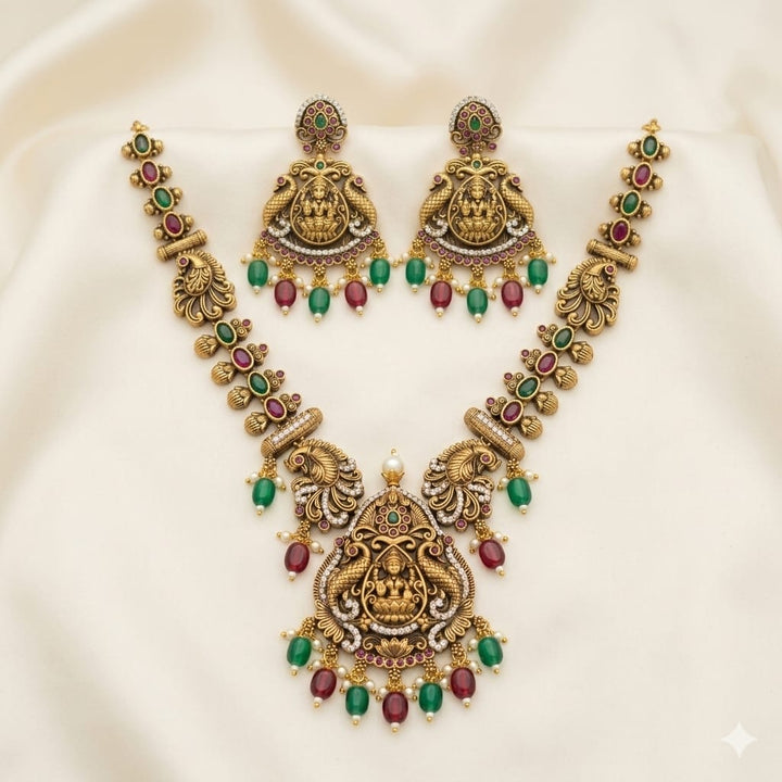 Laxmi Temple Antique Necklace Set