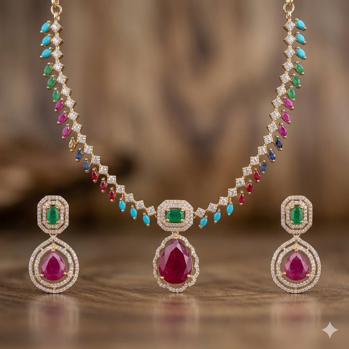 Navratan Necklace Set for Women