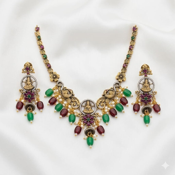 Lakshmi Antique Temple Necklace Set