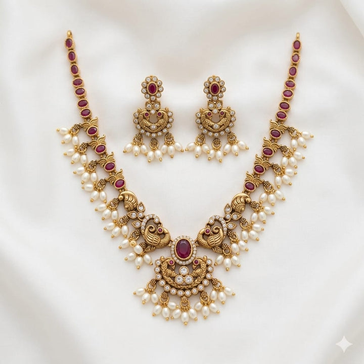 Peacock Design Antique Necklace Set