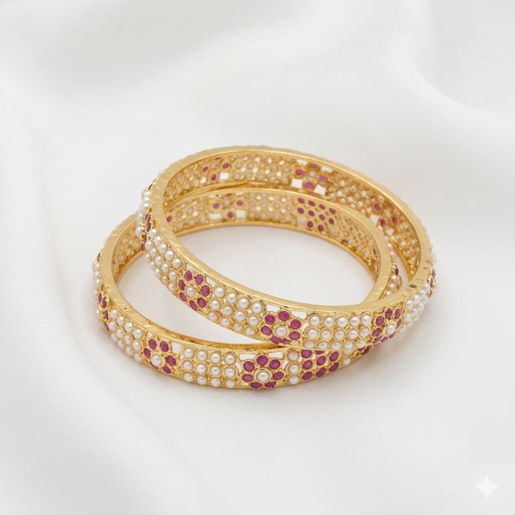 Elegant jadaau Bangles Pearl Studded