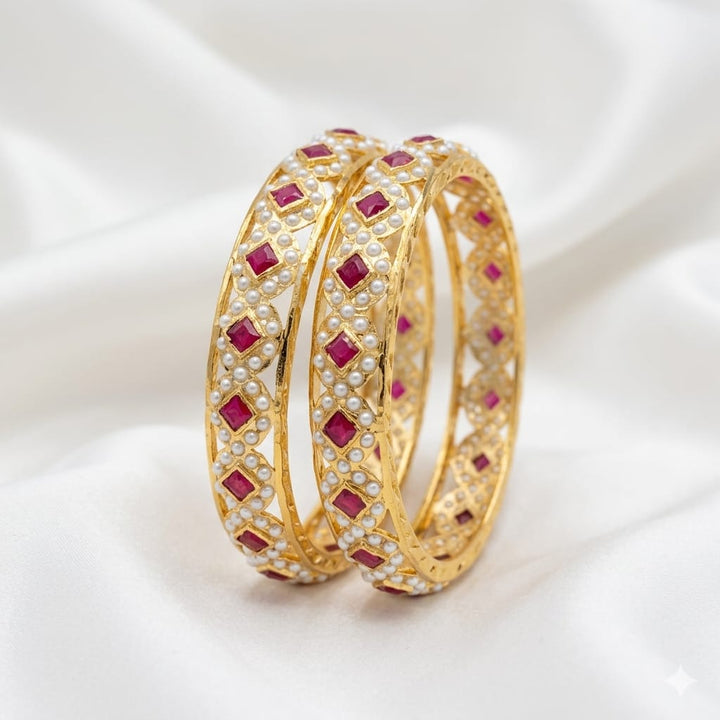 Jadaau Bangles Pearl Studded