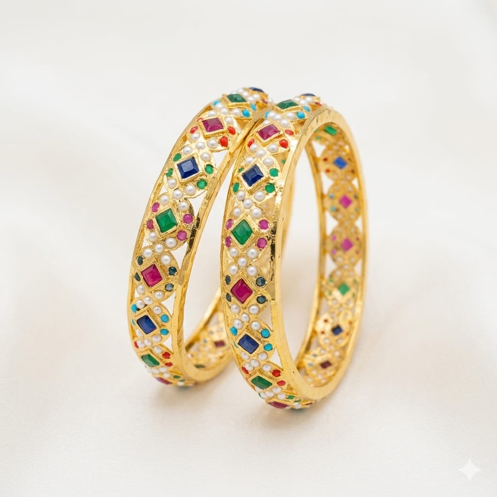 Jadaau Bangles Pearl Studded