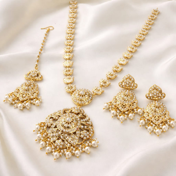 Pearl Drop Jadau Necklace Set