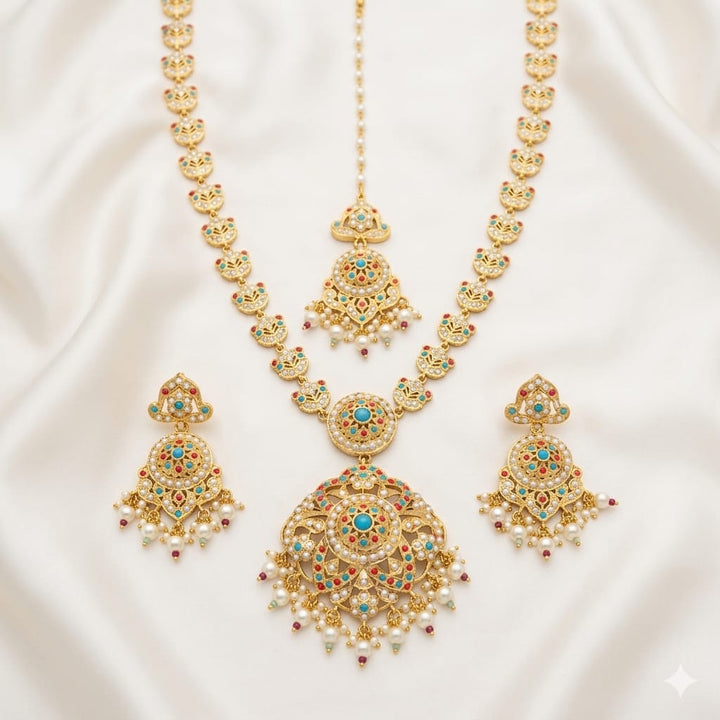 Pearl Drop Jadau Necklace Set