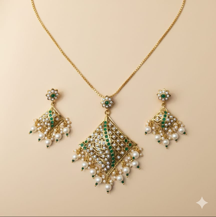 Light weight Jadau Pendant Set