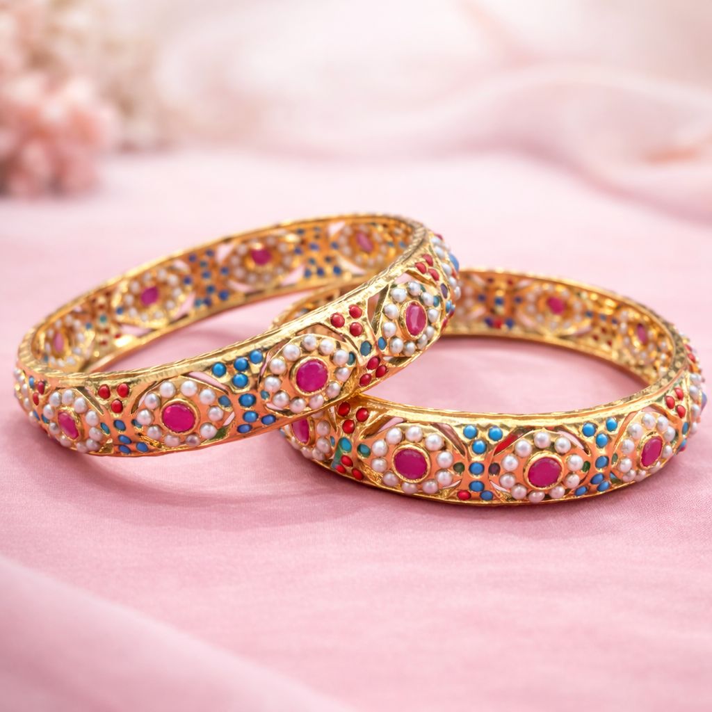 Pearl Studded Traditional Indian Bangles