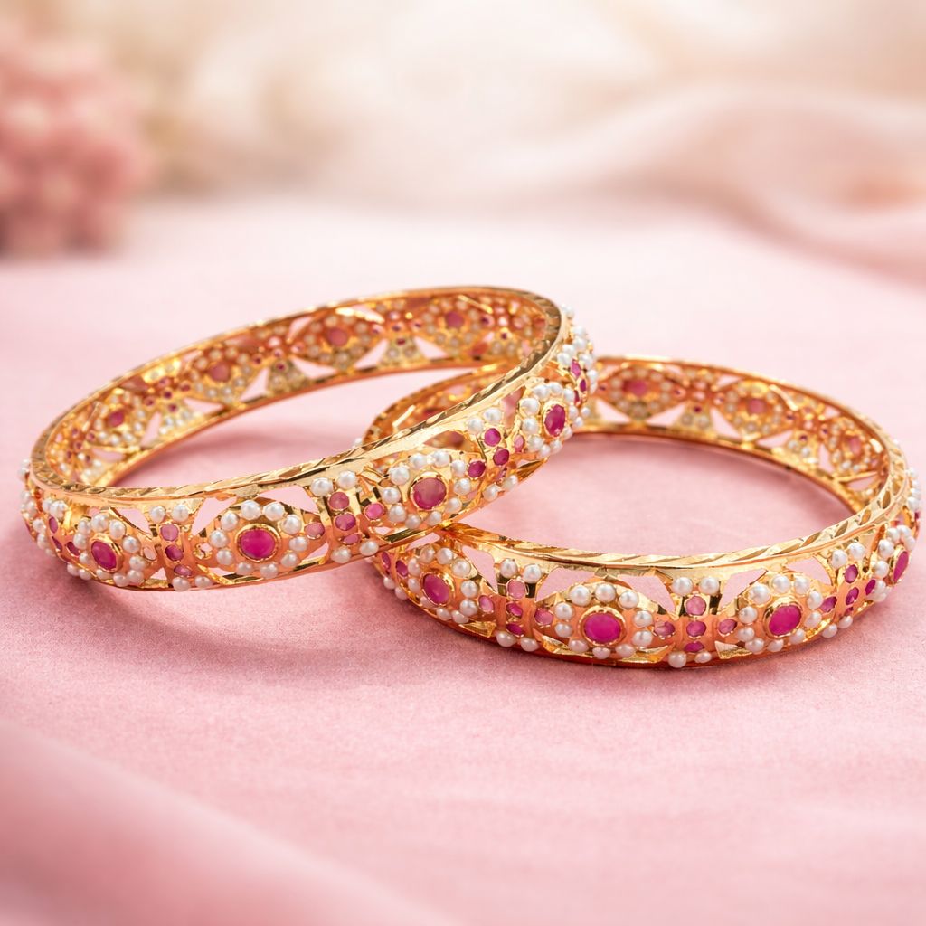 Pearl Studded Traditional Indian Bangles
