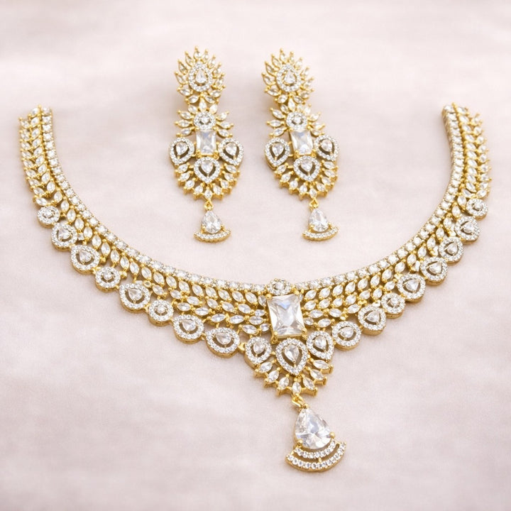 Teardrop Gold-Plated Bridal Necklace Set