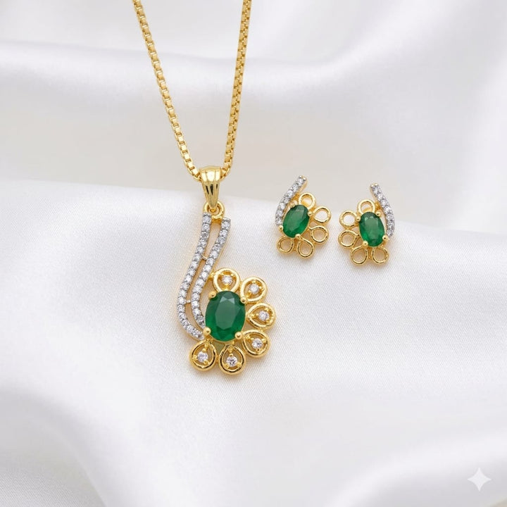Green Zircon Pendant Set