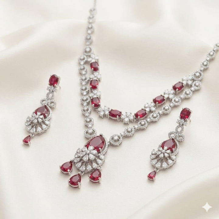 Luxury American Diamond Necklace Set with Earrings