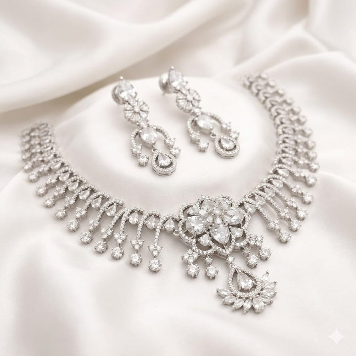 White AD Stone Necklace Set