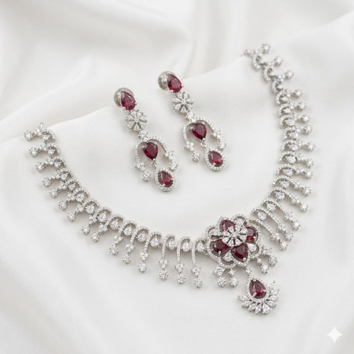 White AD Stone Necklace Set
