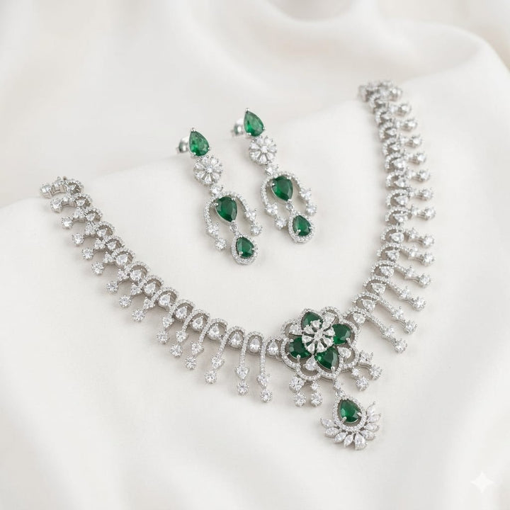 White AD Stone Necklace Set