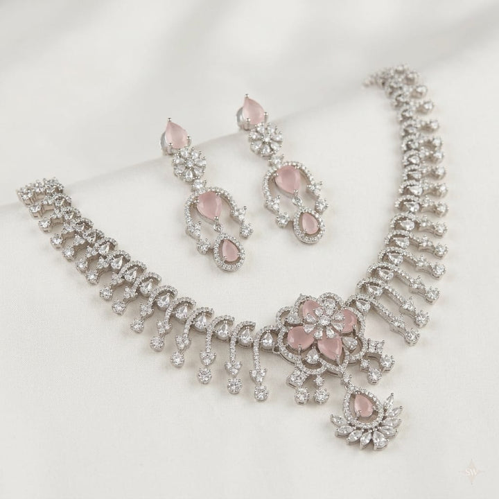 White AD Stone Necklace Set