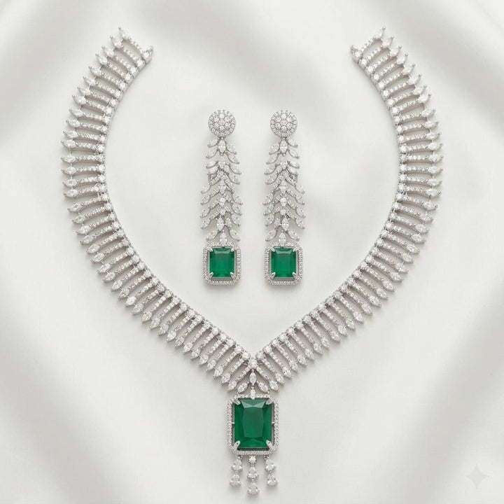 Silver Plated American Diamond Elegance Jewellery Set