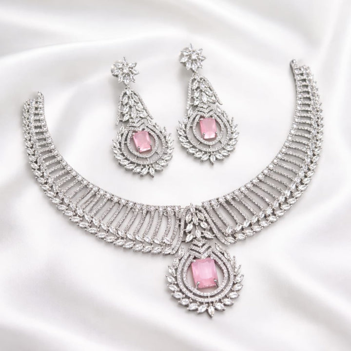White AD Stone Necklace Set
