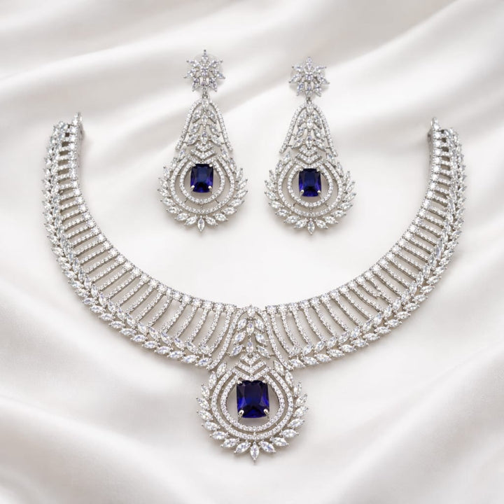 White AD Stone Necklace Set