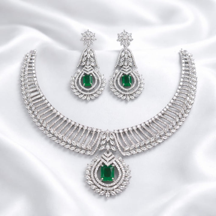 White AD Stone Necklace Set