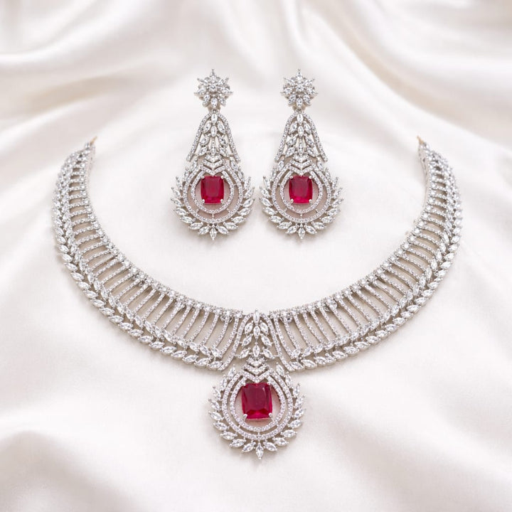 White AD Stone Necklace Set