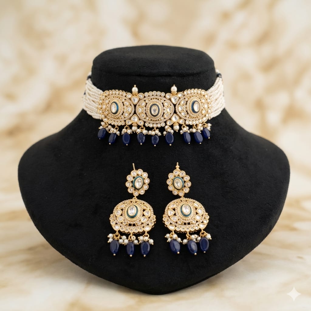 Traditional Kundan Polki Choker Set