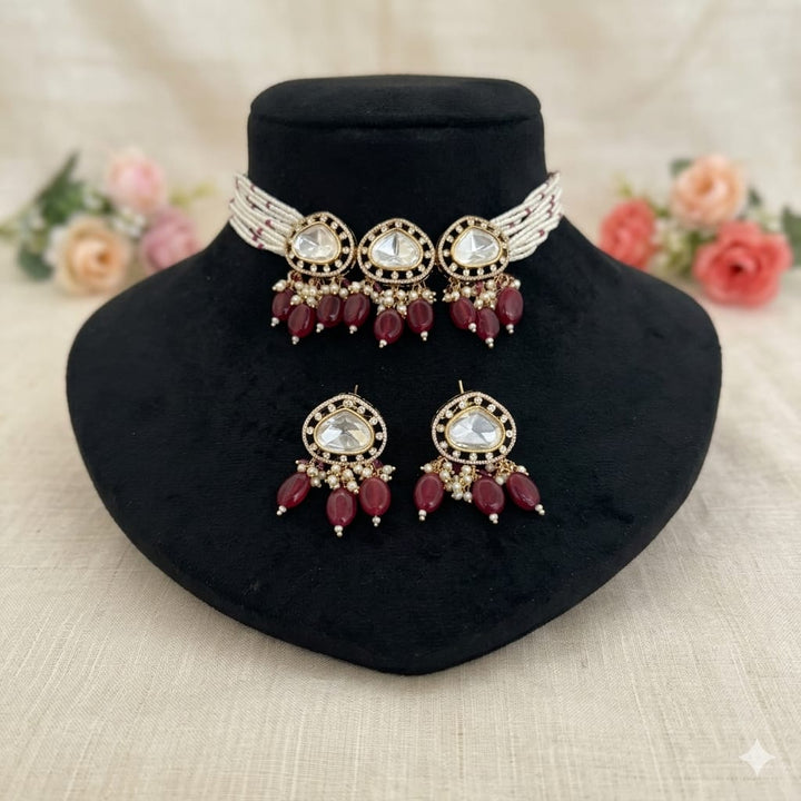 Beautiful Color Kundan Polki Choker Set