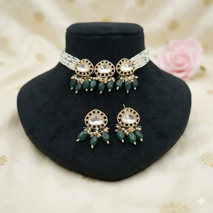 Beautiful Color Kundan Polki Choker Set